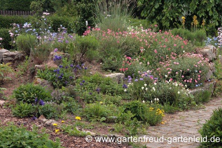 Steingarten mit h&uuml;geligem Aufbau