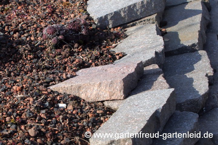 (Schräge) Porphyrsteine und Dachgarten-Substrat
